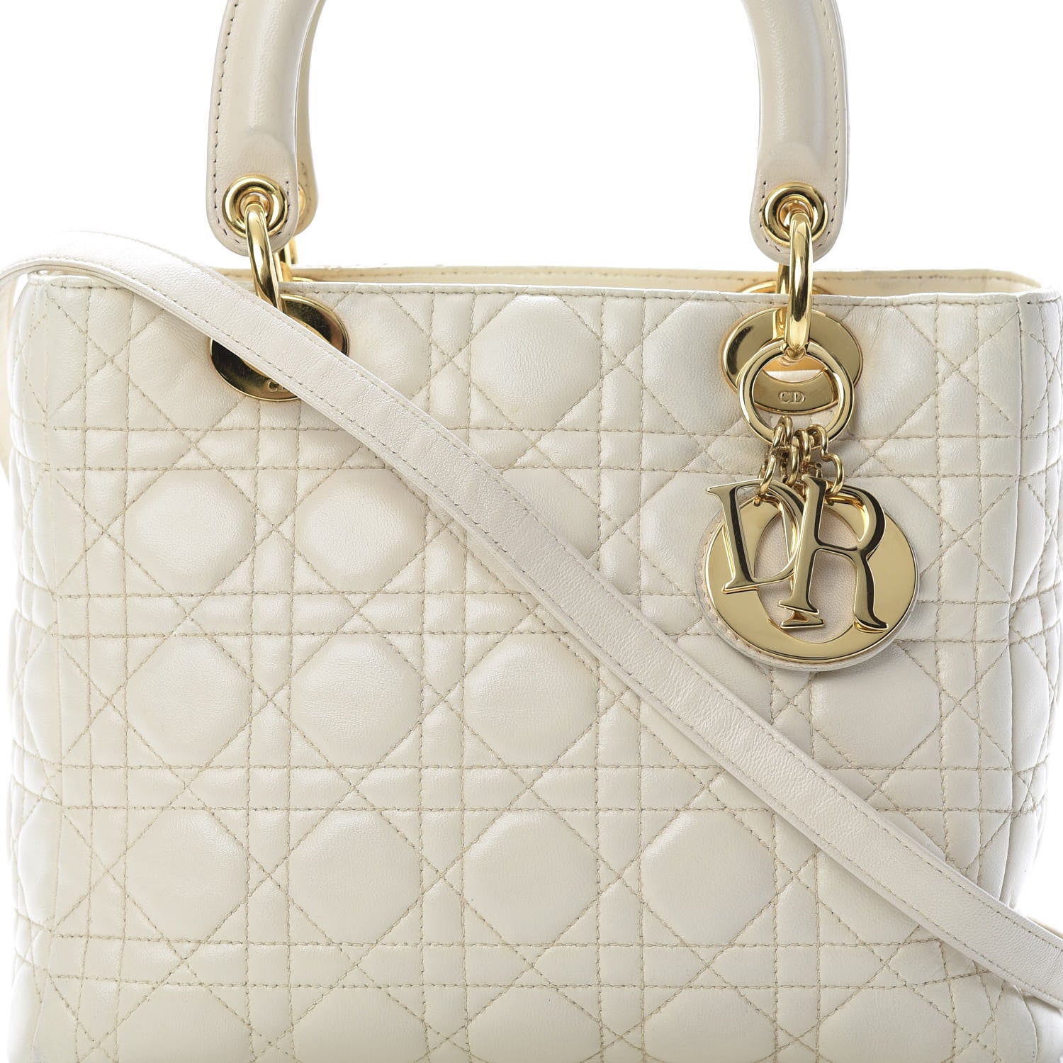 Christian Dior Lambskin Cannage Medium Lady Dior White 8 of 15