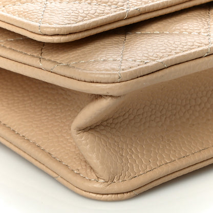 Chanel Caviar Quilted Wallet On Chain WOC Beige 10 of 12