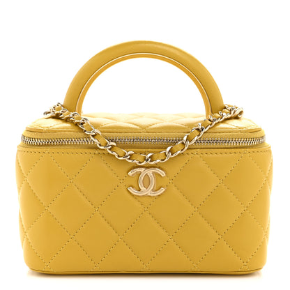 Chanel Lambskin Quilted Small Charming Top Handle Vanity Case With Chain Yellow 1 of 13