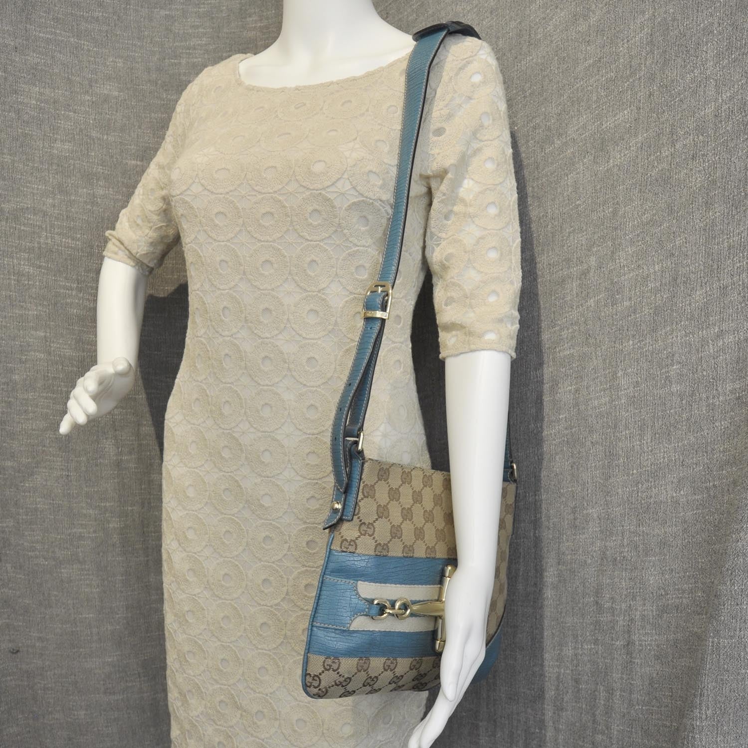 Gucci Monogram Hasler Messenger Bag Blue 2 of 10