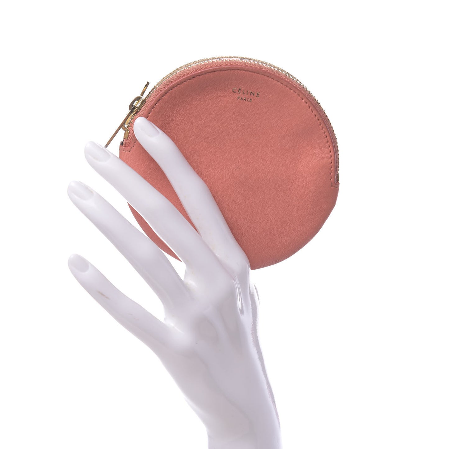 Smooth Calfskin Round Zip Coin Purse Pink