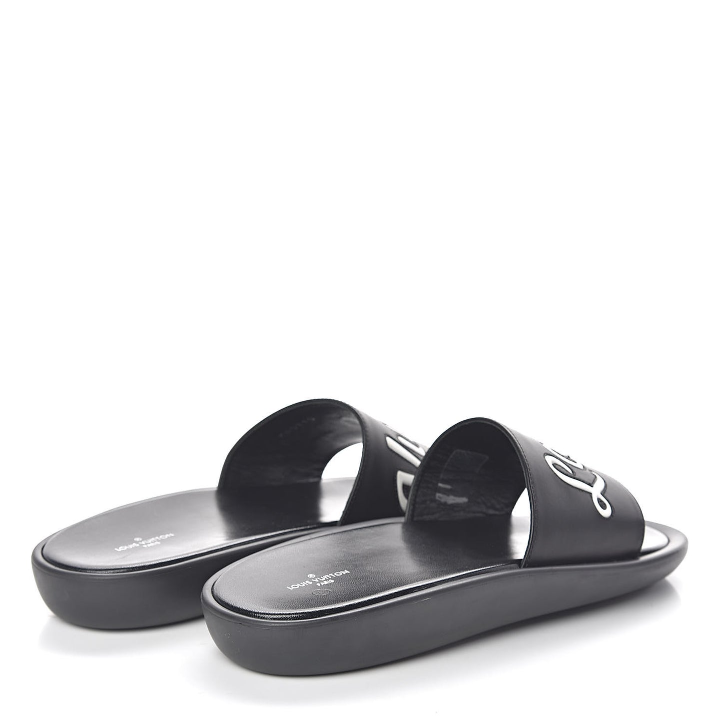 Calfskin Logo Sunbath Slide Sandals 40 Black