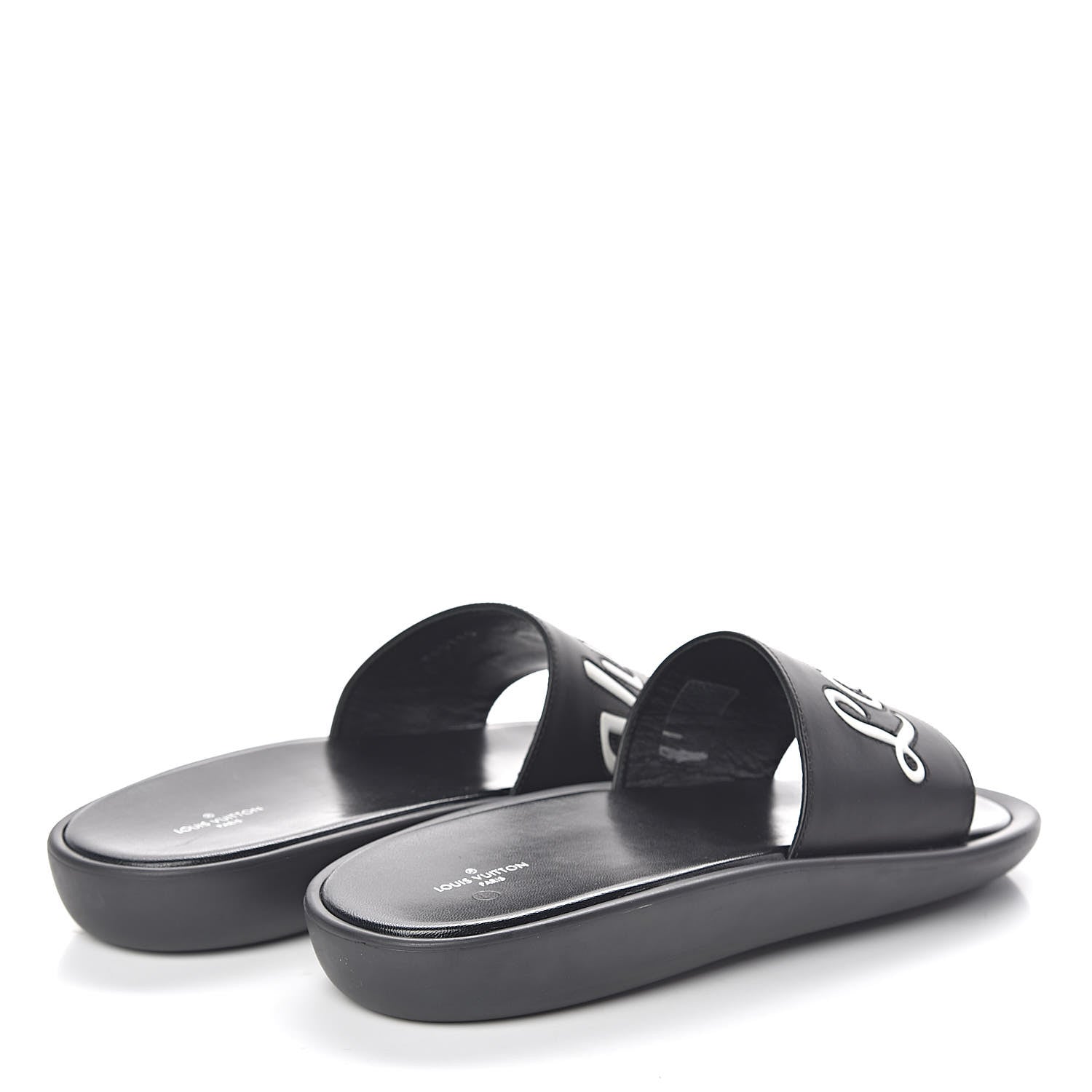 Louis Vuitton Calfskin Logo Sunbath Slide Sandals 40 Black 4 of 7