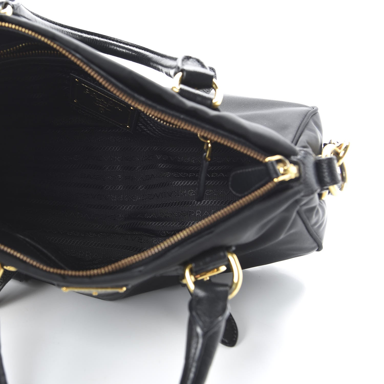 Prada Tessuto Nylon Vitello Daino Shopping Satchel Black 5 of 9