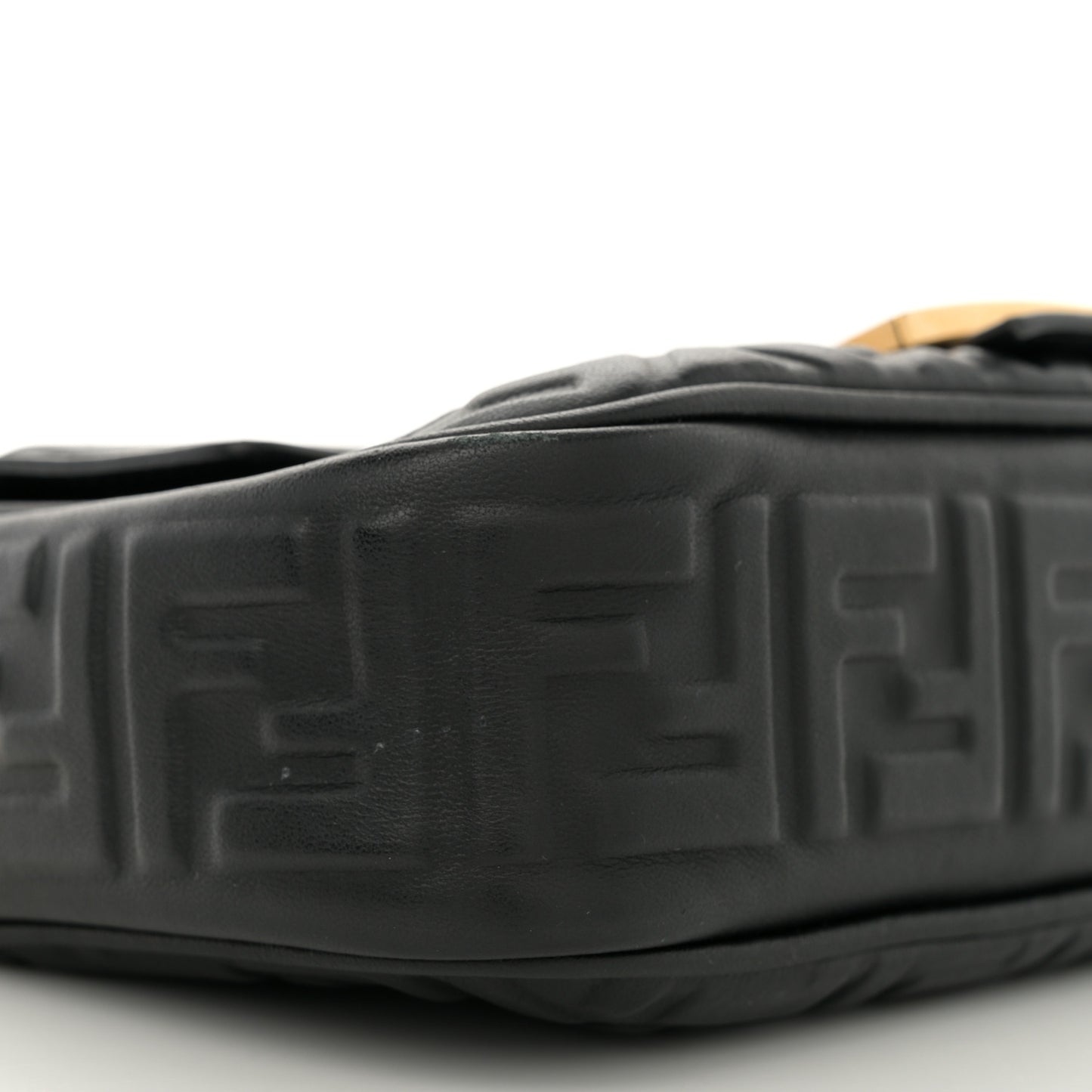 Nappa Small FF Embossed Mid Chain Baguette Black