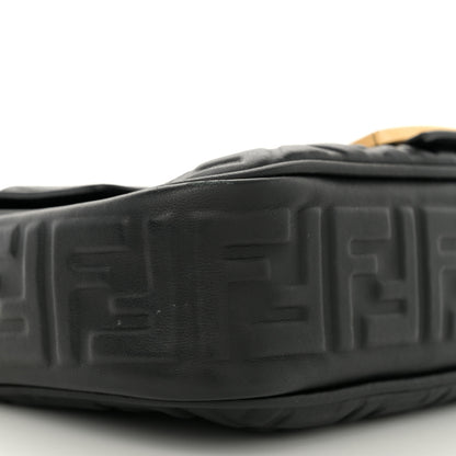 Fendi Nappa Small FF Embossed Mid Chain Baguette Black 9 of 12
