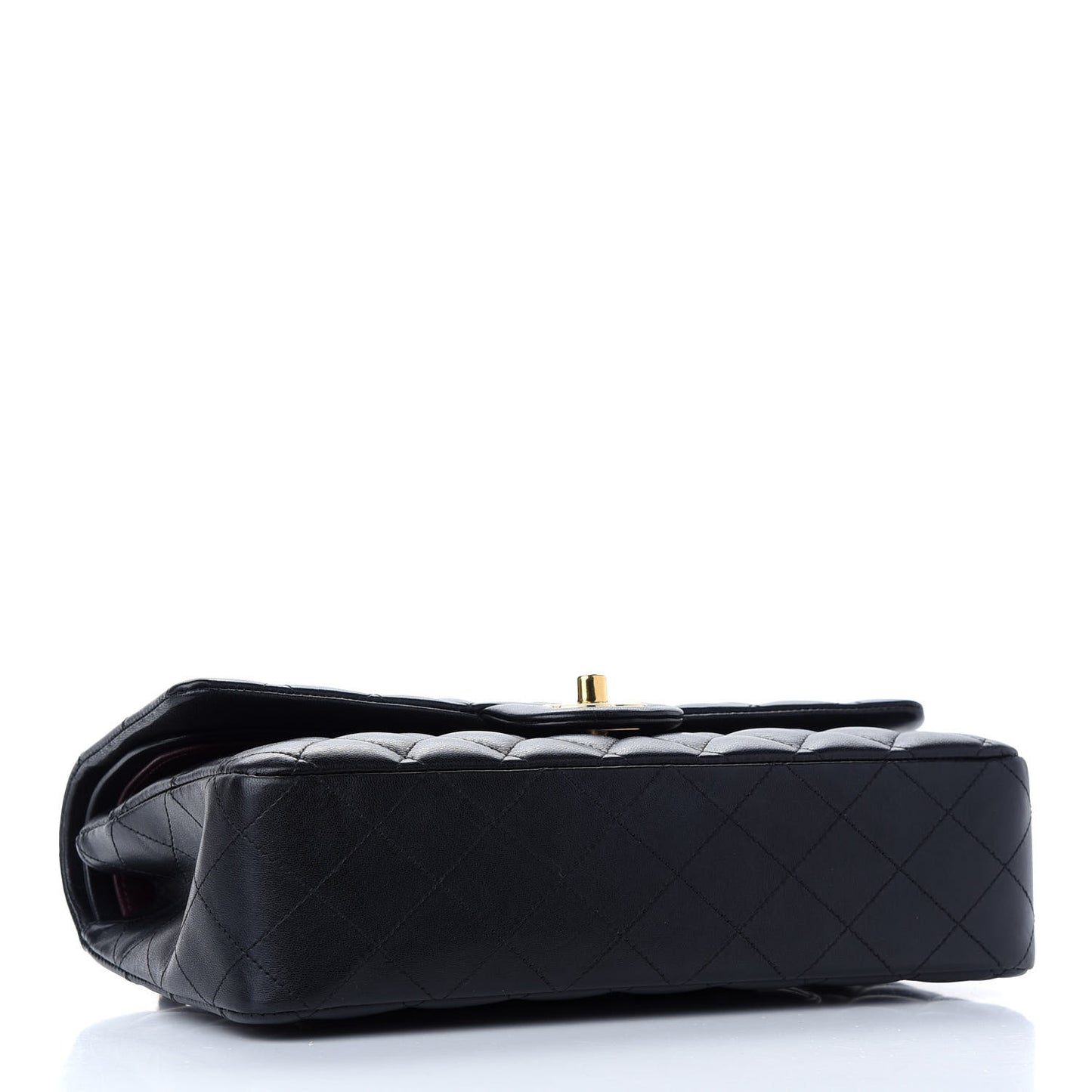 Lambskin Quilted Medium Double Flap Black