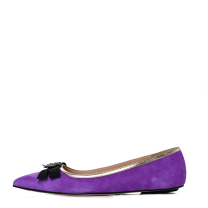 Gucci Kid Scamosciato Nappa Moody Bee Flats 37 Shine Purple Oro Vecchio Black 1 of 8