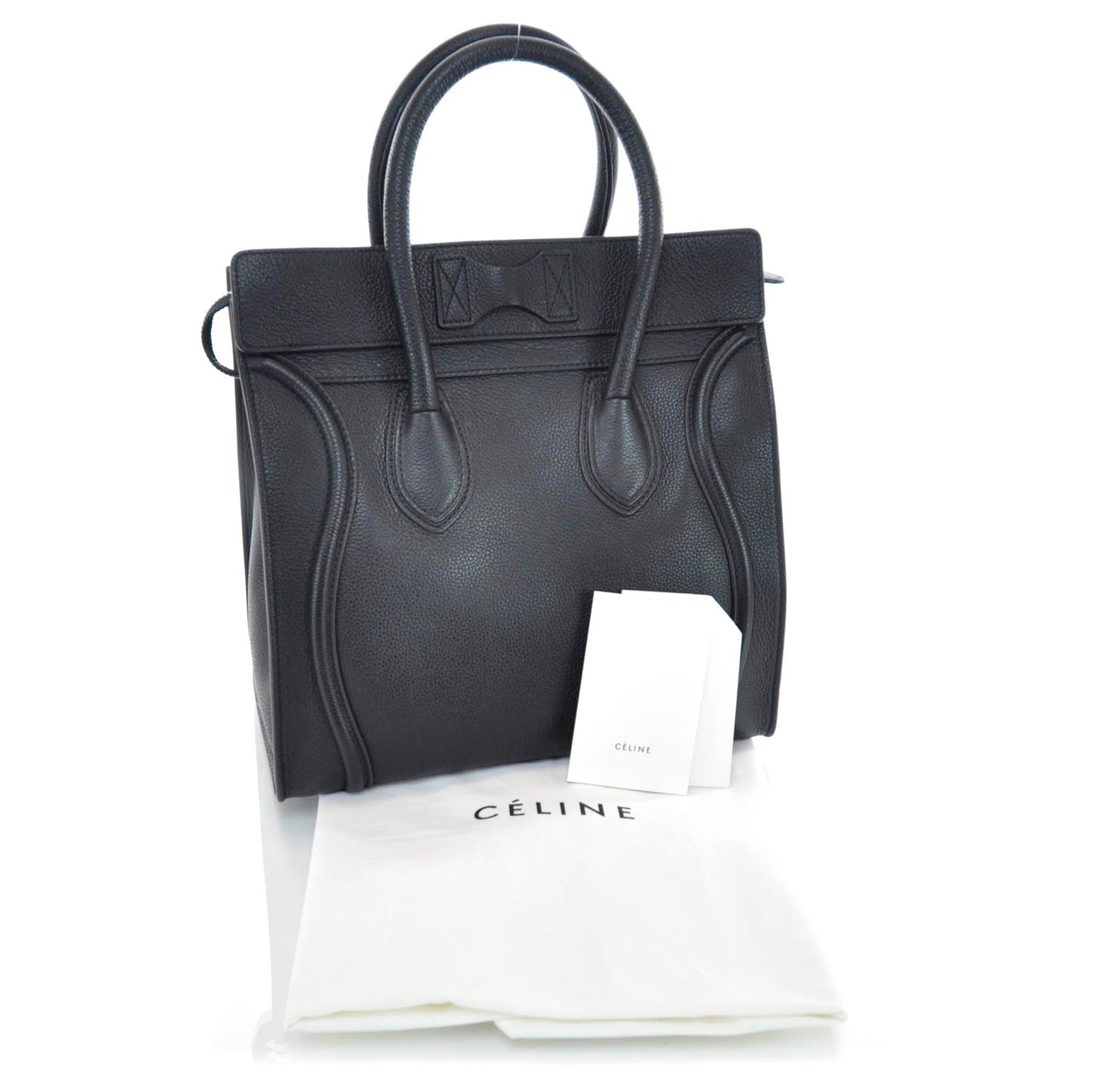 Pebbled Leather Mini Luggage Black