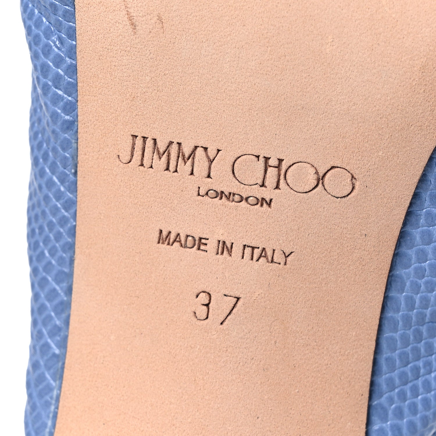 Jimmy Choo Nappa Embossed Lizard Avenue 50 Mules 37 Denim 8 of 12