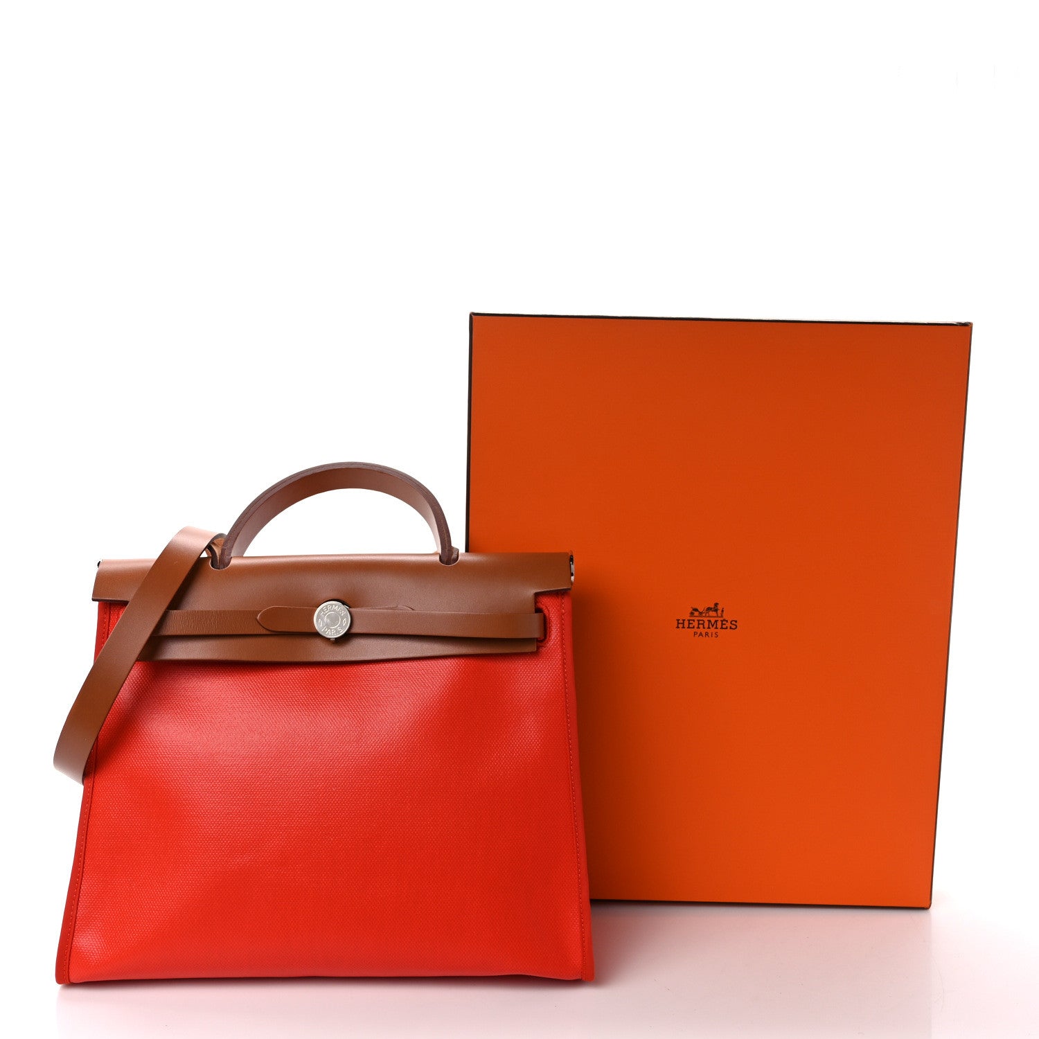 Hermes Toile H Berline Vache Hunter Herbag Zip 31 PM Capucine Fauve 13 of 13