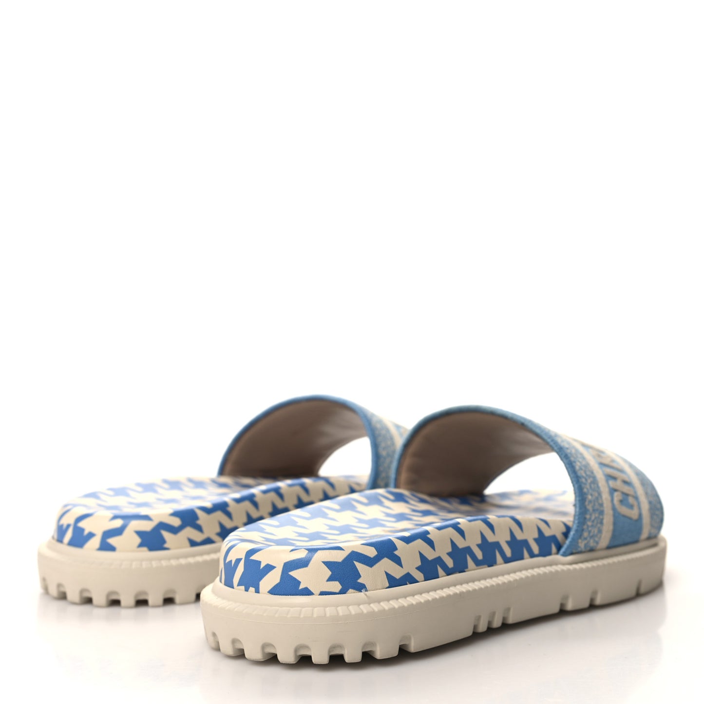 Micro PDP Cotton Houndstooth Embroidered Dway 10mm Slide Sandals 35.5 Cornflower