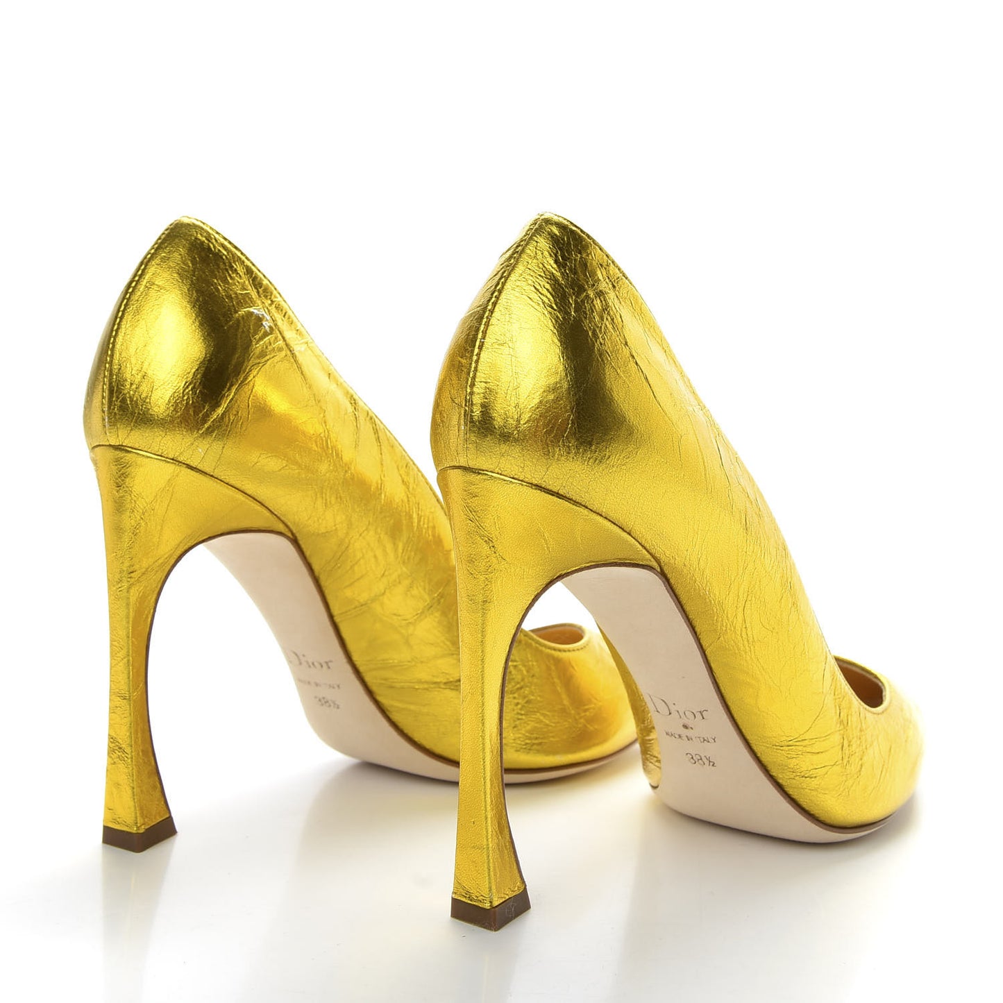 Shiny Crinkled Lambskin Songe Pumps 38.5 Juane