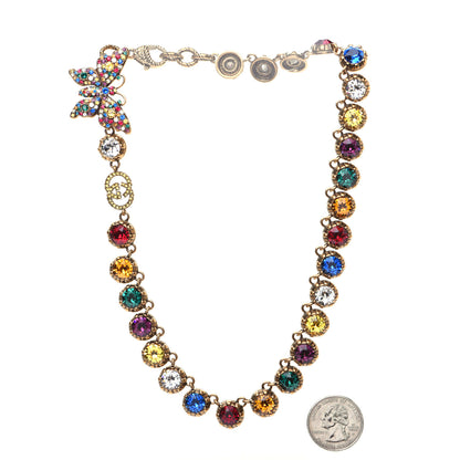 Gucci Crystal Butterfly Necklace Aged Gold Multicolor 2 of 7