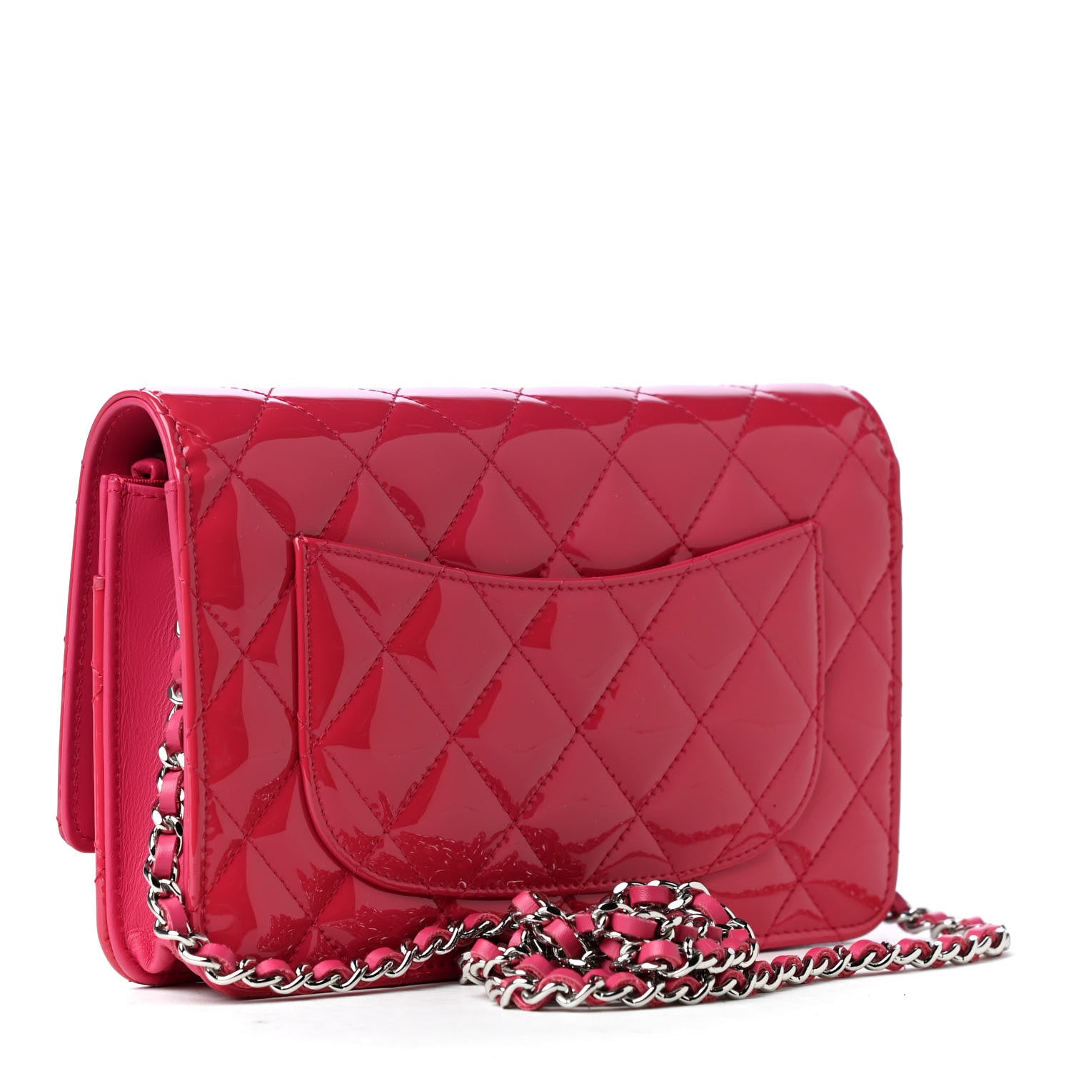 Chanel Patent Calfskin Quilted Reissue Wallet On Chain WOC Pink 2 of 4