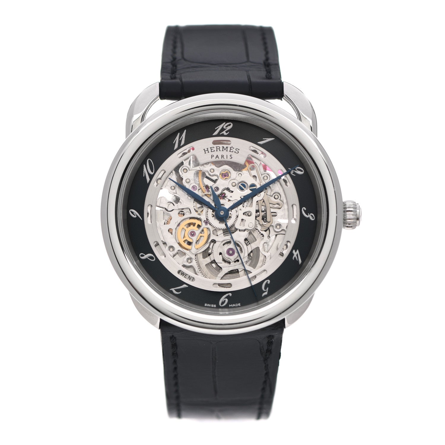 Hermes Stainless Steel Alligator 41mm Arceau Squelette Automatic Watch Noir 2 of 10