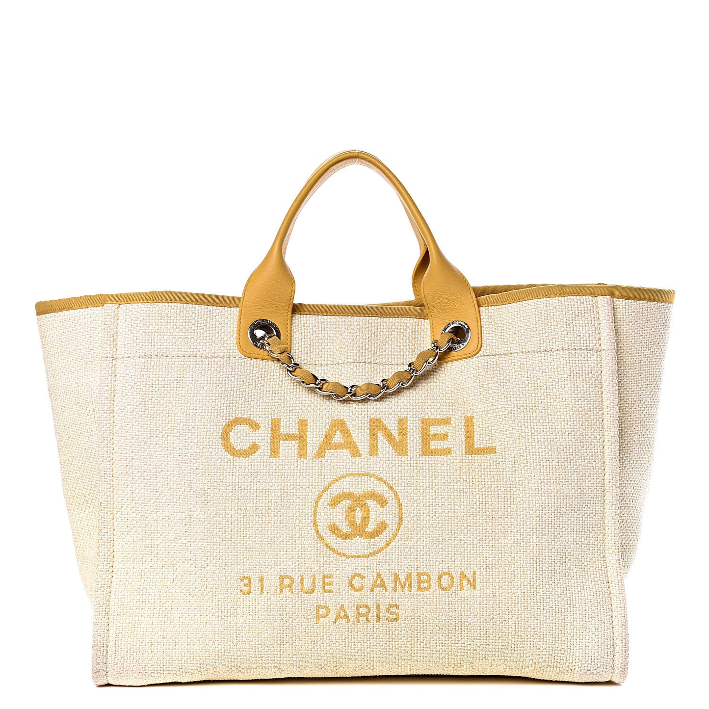 Woven Straw Raffia Large Deauville Tote Yellow