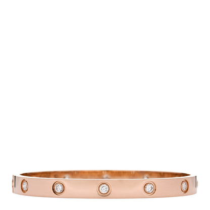 Cartier 18K Pink Gold 10 Diamond LOVE Bracelet 17 1 of 5