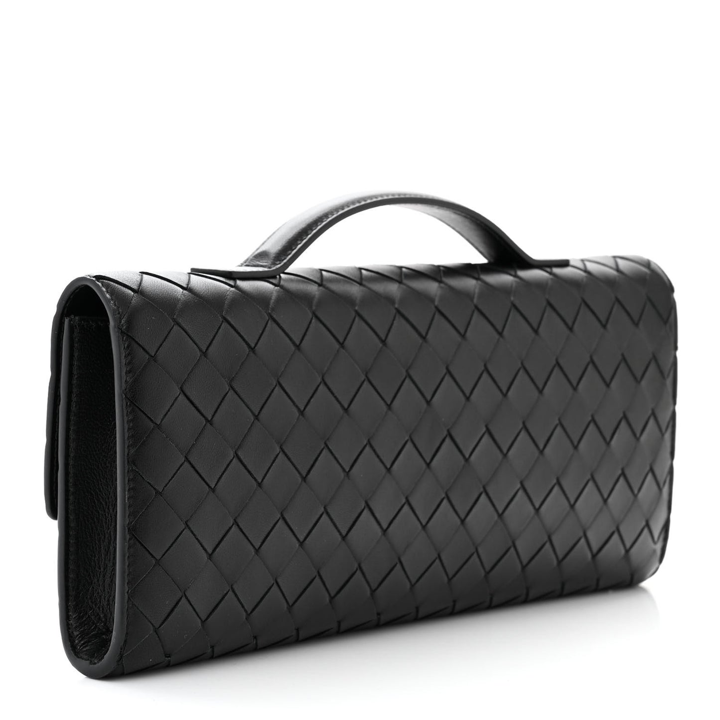 Nappa Intrecciato Long Andiamo Top Handle Clutch Black