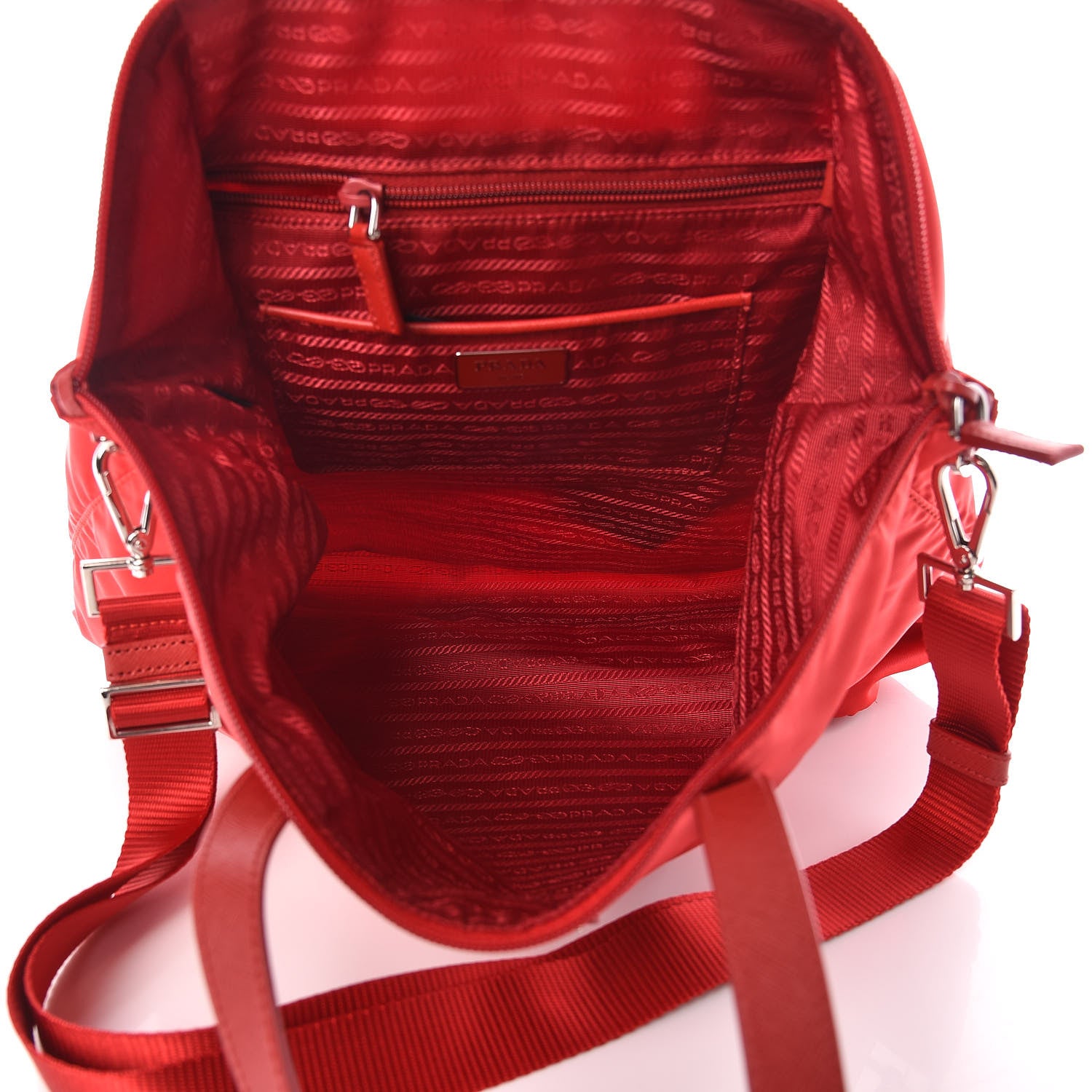 Prada Tessuto Nylon Vela Shopping Tote Rosso 7 of 11