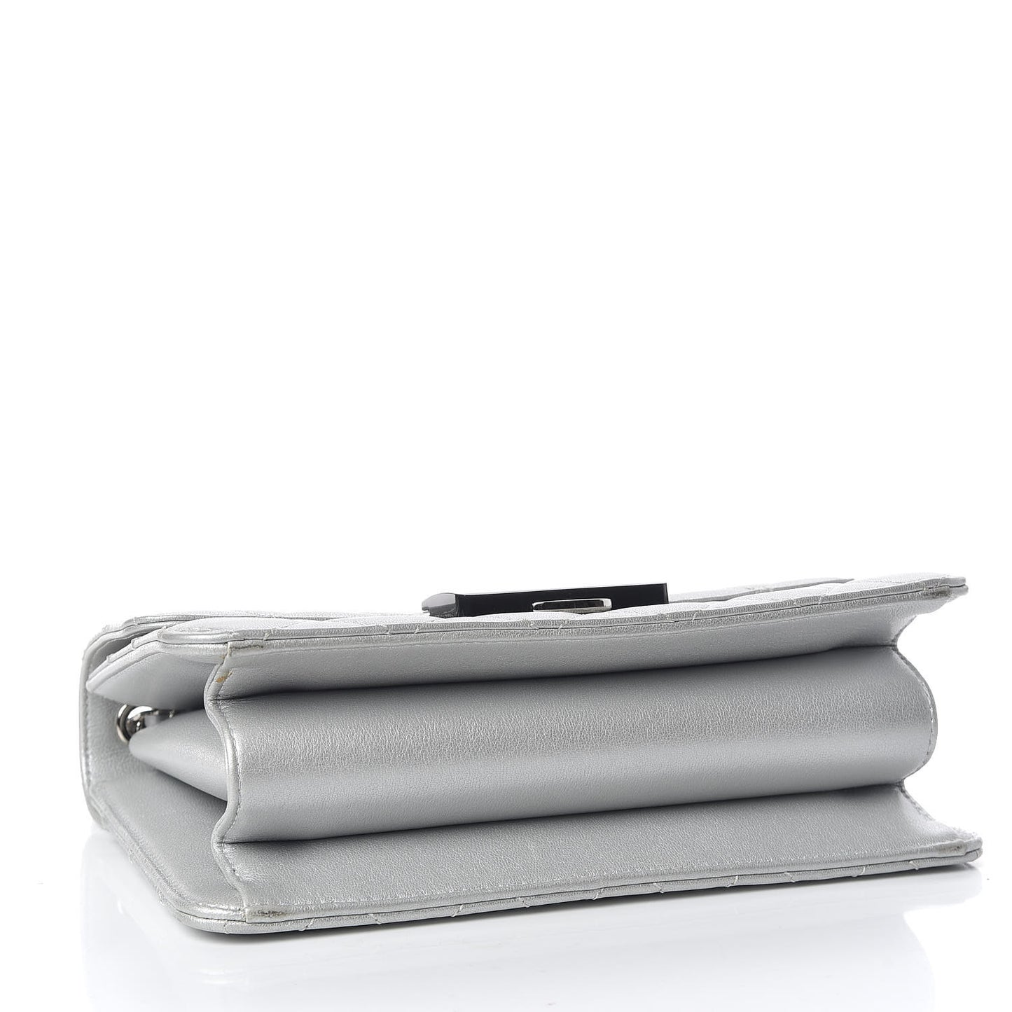 Metallic Sheepskin Quilted Beauty Lock Flap Silver