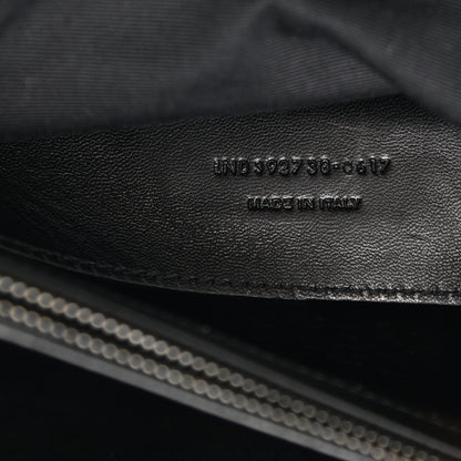 Saint Laurent Cracked Shiny Calfskin Matelasse Chevron Monogram Large College Satchel Black 6 of 9