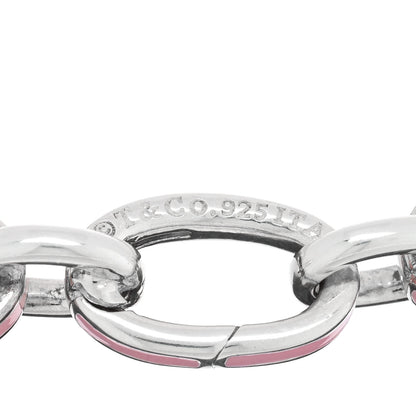 Tiffany Sterling Silver Enamel Clasping Link Bracelet Pink 3 of 4