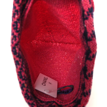 Chanel Cashmere Quilted CC Beanie Hat Pink Navy Blue 4 of 5