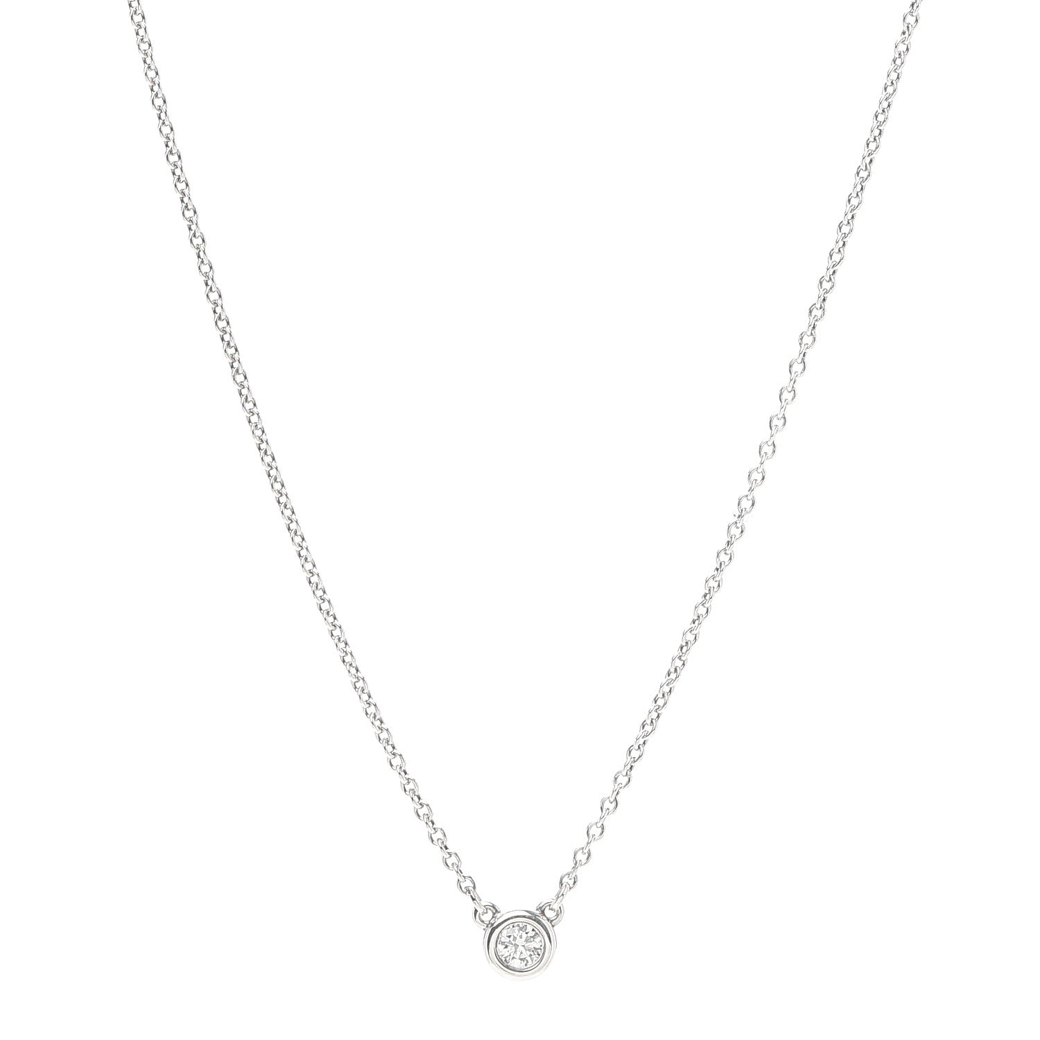 Tiffany Sterling Silver Diamond .07ct Elsa Peretti Diamonds by the Yard Pendant Necklace 1 of 6