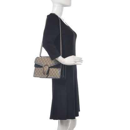 Gucci GG Supreme Monogram Crystal Small Dionysus Shoulder Bag Black 2 of 12