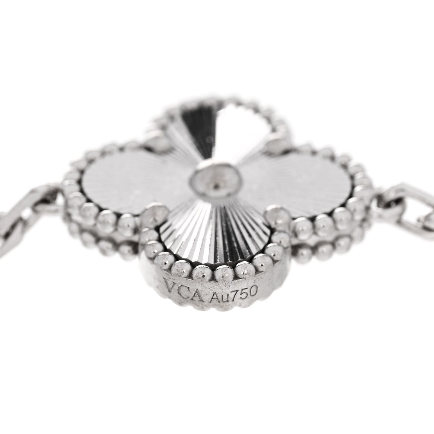18K White Gold 5 Motifs Guilloche Vintage Alhambra Bracelet
