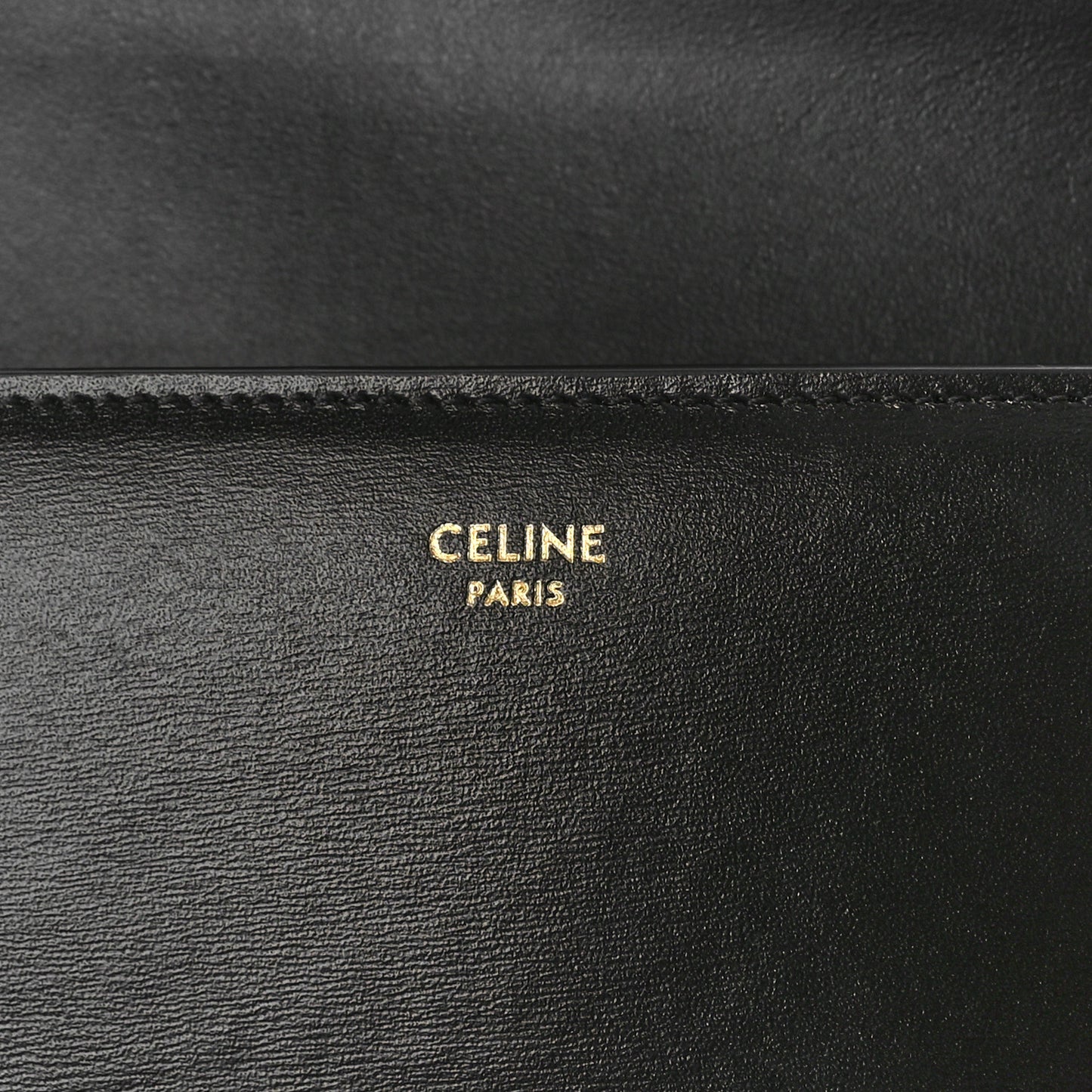 Shiny Calfskin Triomphe Margo Wallet on Chain Black