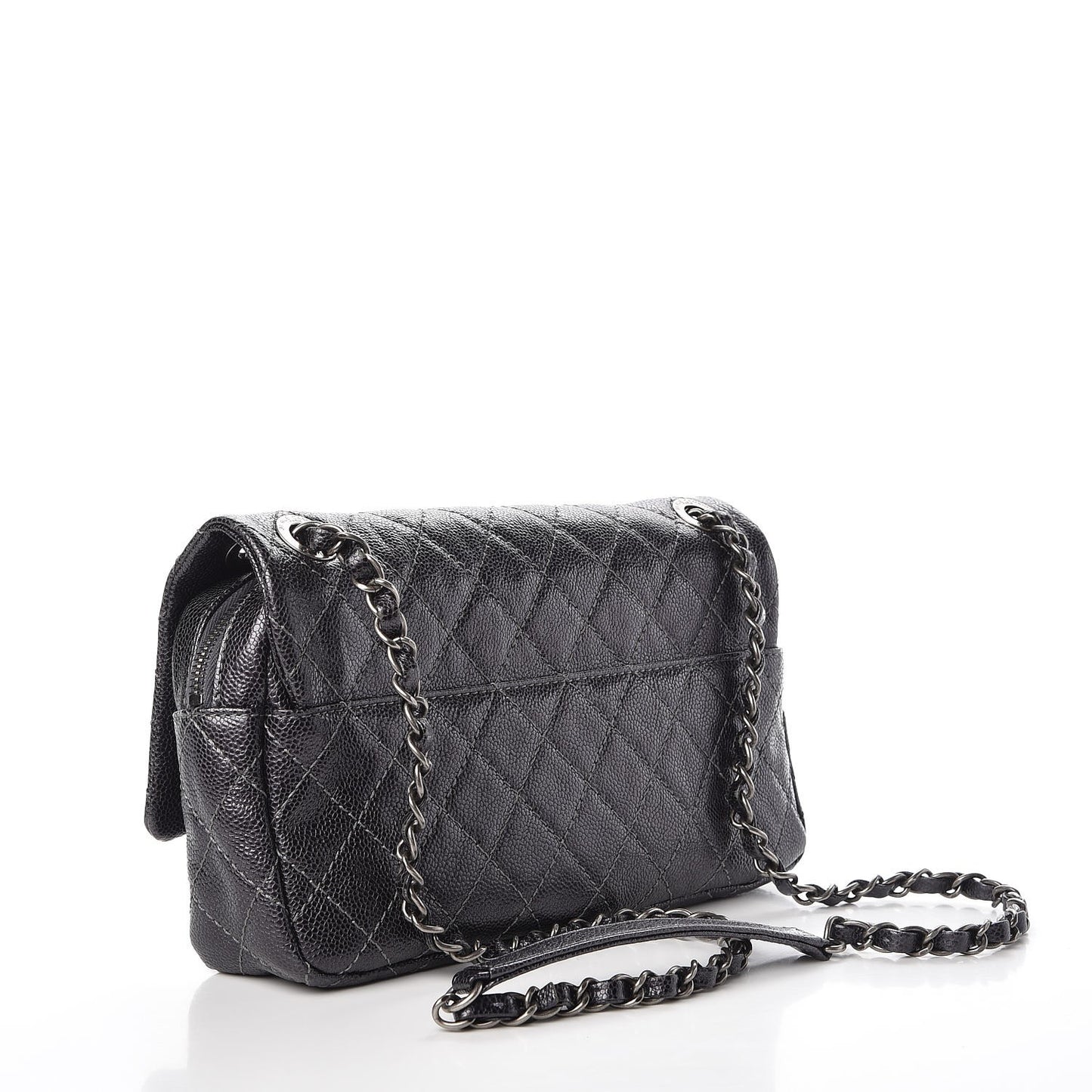 Iridescent Caviar Quilted Large Chic Flap Purple