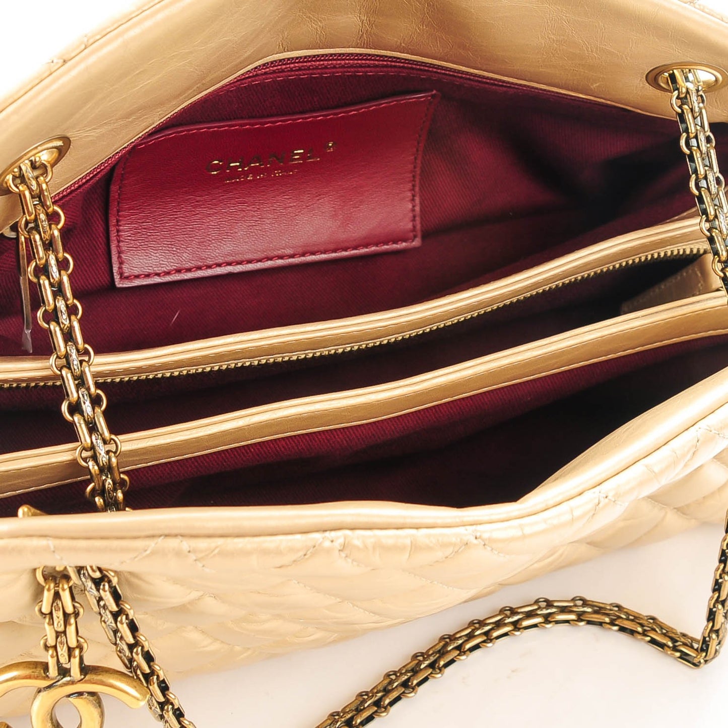 Calfskin Quilted Medium Just Mademoiselle Gold