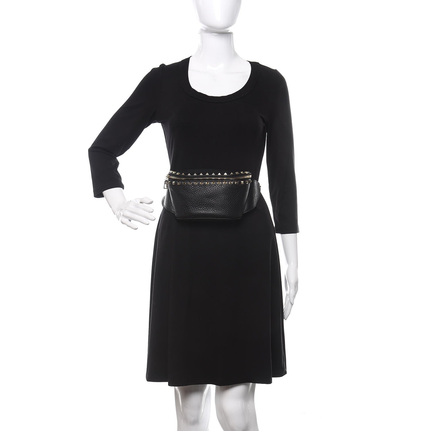 Valentino Garavani Grainy Calfskin Rockstud Belt Bag Black 2 of 8