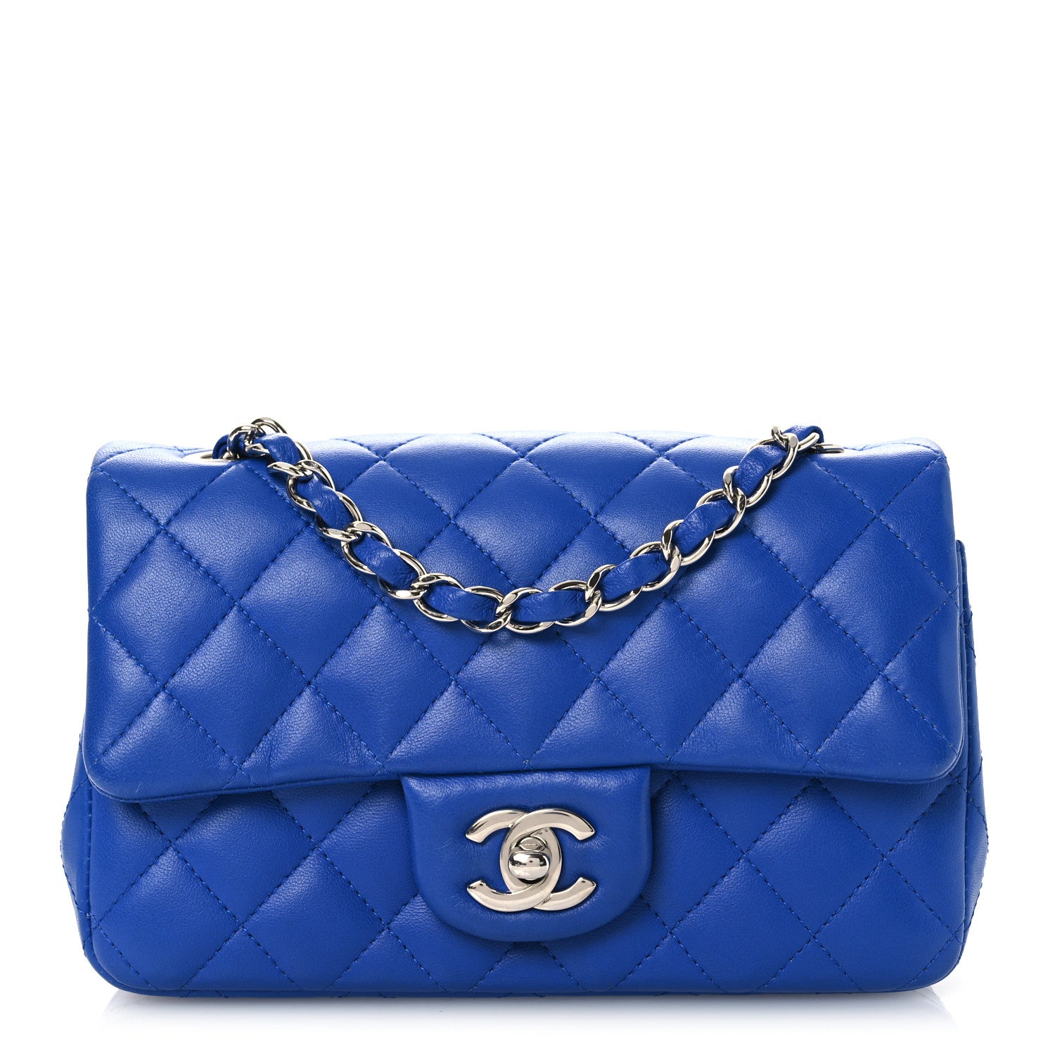 Chanel Lambskin Quilted Mini Rectangular Flap Blue 1 of 12