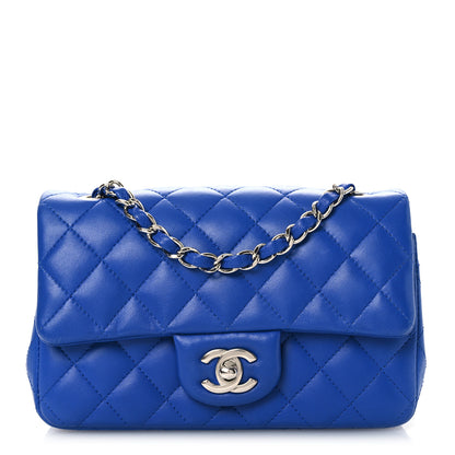 Chanel Lambskin Quilted Mini Rectangular Flap Blue 1 of 12
