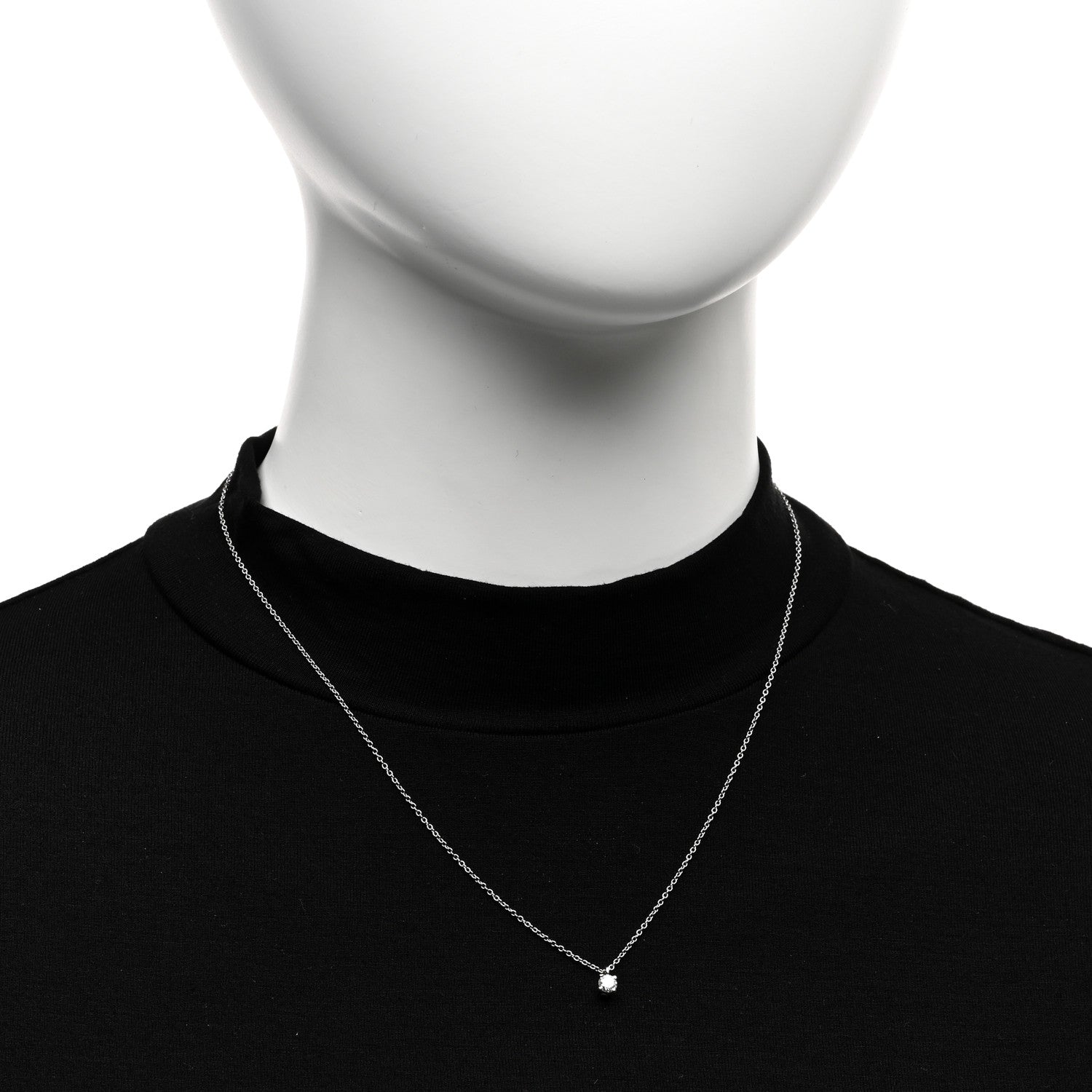 Tiffany Platinum Diamond .17ct Solitaire Pendant Necklace 2 of 4
