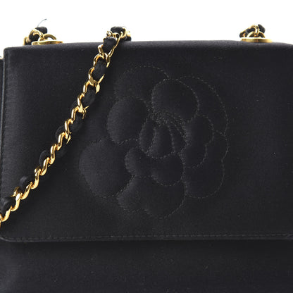 Chanel Satin Camellia Flap Black 11 of 12