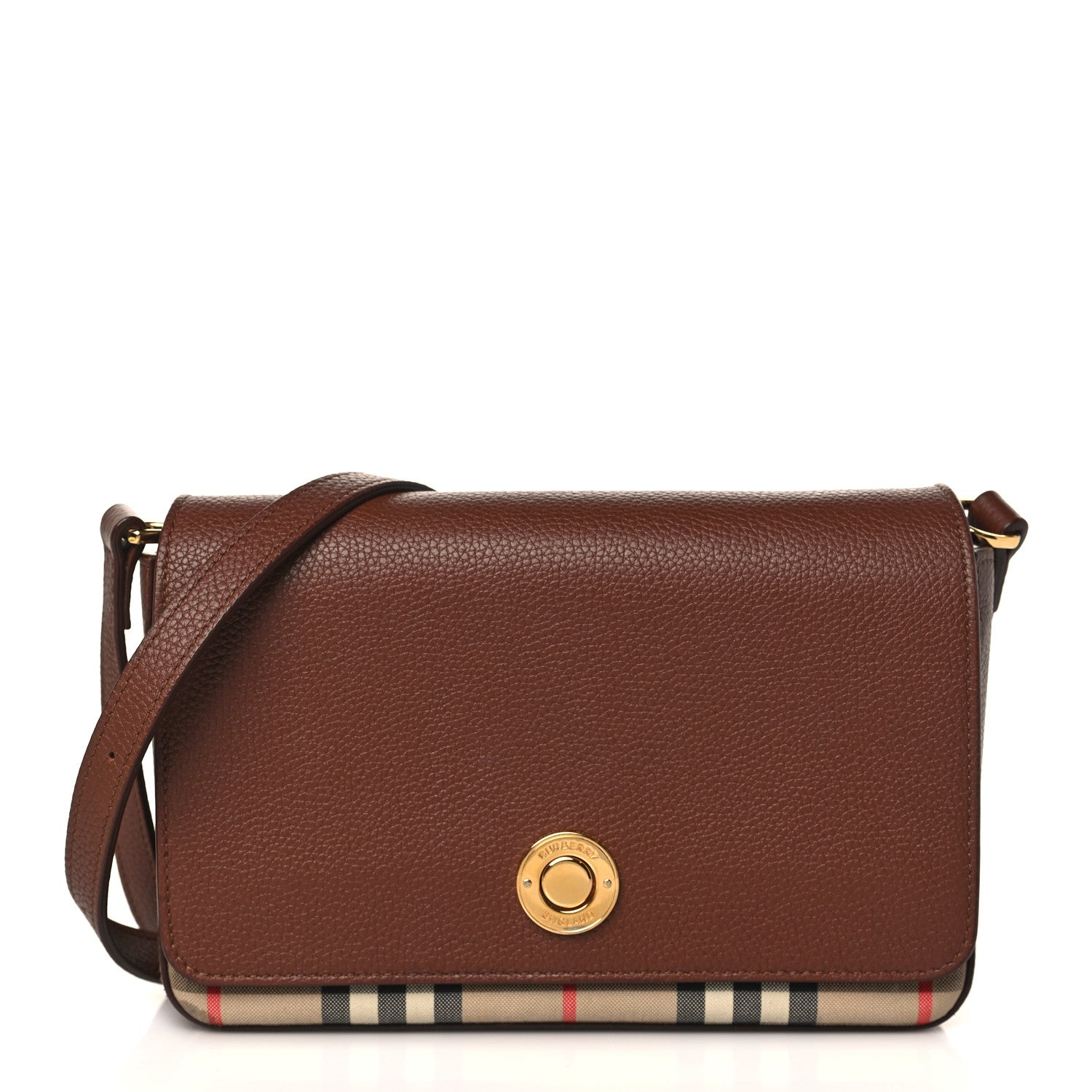 Burberry Grainy Calfskin Vintage Check Hampshire Crossbody Archive Beige Tan 1 of 7