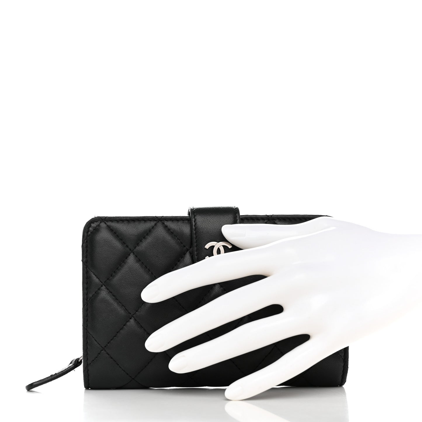 Lambskin Quilted Zipped Pocket Wallet Black