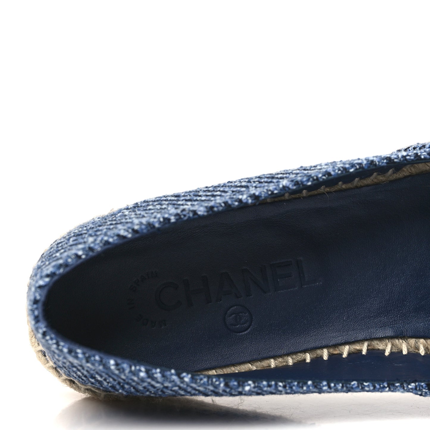 Cotton Tweed CC Espadrilles 40 Blue Ecru Black