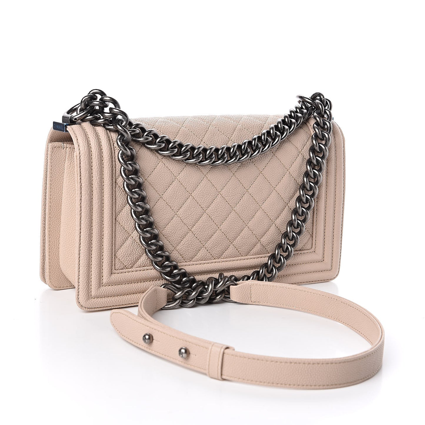 Caviar Quilted Medium Boy Flap Ivory