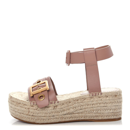 Christian Dior Calfskin D-Dior Espadrille Platform Sandals 37 Rose De Vents 1 of 10