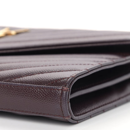 Saint Laurent Grain De Poudre Matelasse Chevron Monogram Chain Wallet Palissandre 10 of 15