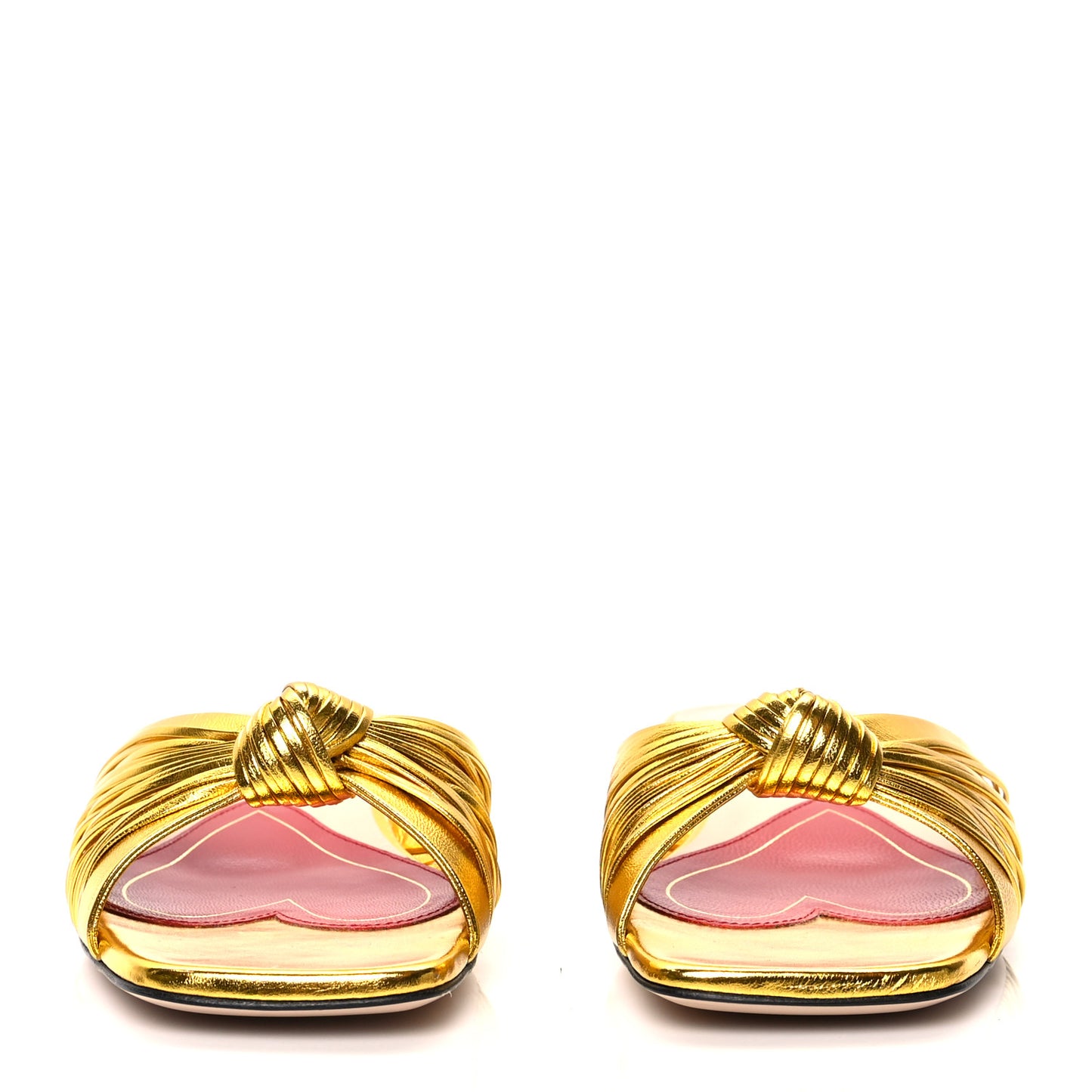 Metallic Nappa Crawford Knotted Flat Slides 36 Gold