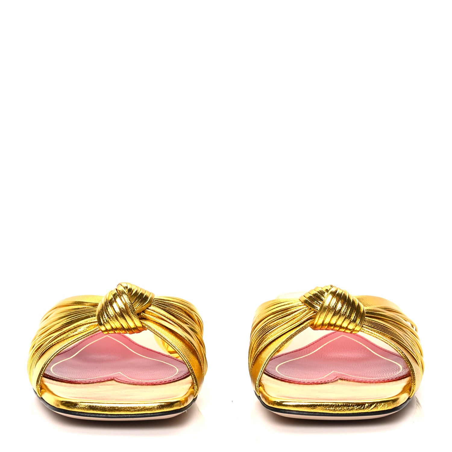 Gucci Metallic Nappa Crawford Knotted Flat Slides 36 Gold 2 of 7