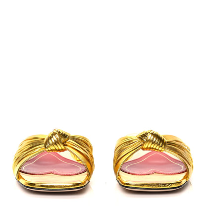 Gucci Metallic Nappa Crawford Knotted Flat Slides 36 Gold 2 of 7