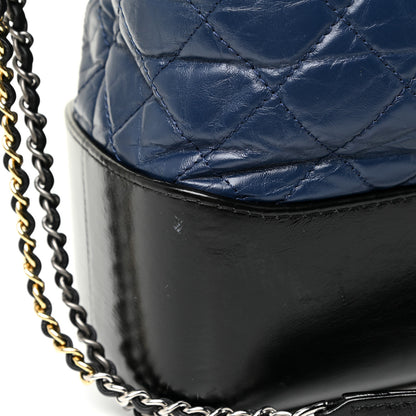 Chanel Aged Calfskin Quilted Large Gabrielle Shopping Tote Navy Black 18 of 25