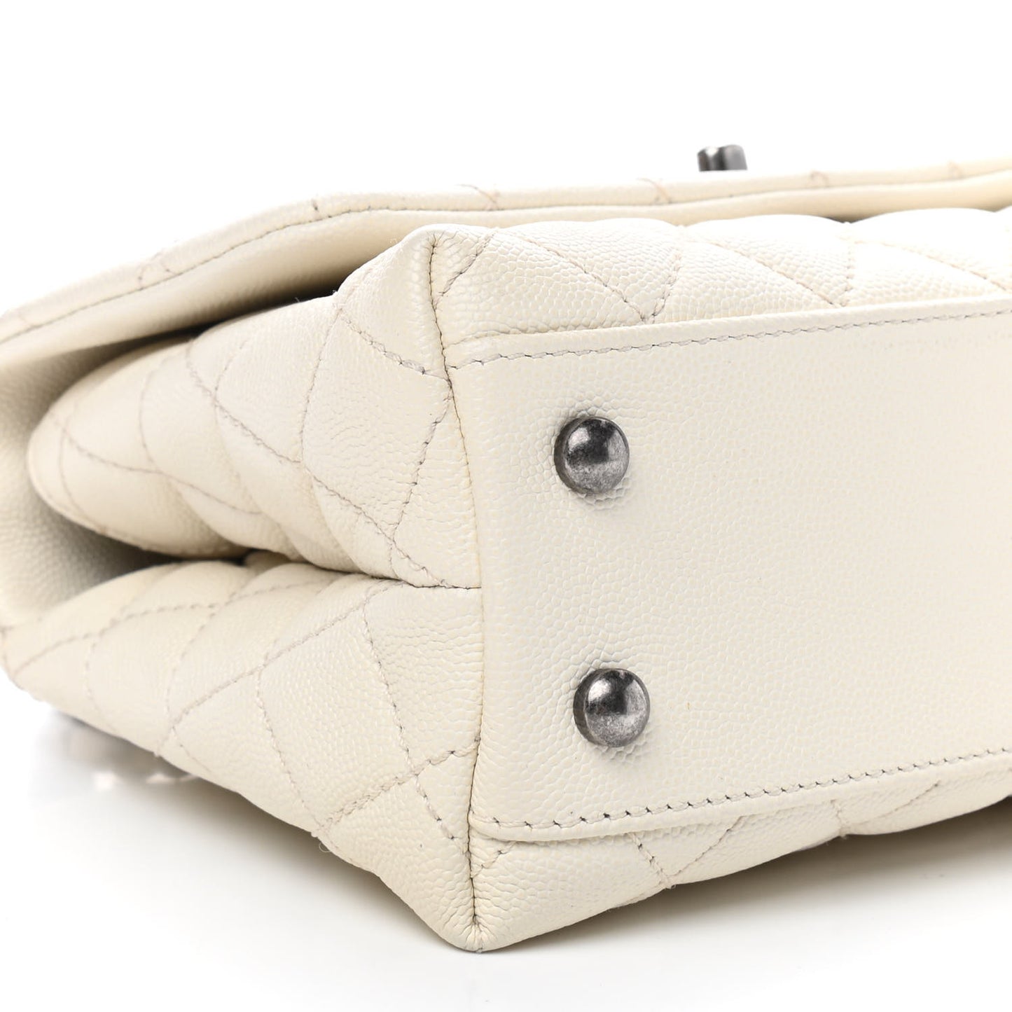 Caviar Lizard Quilted Mini Coco Handle Flap White